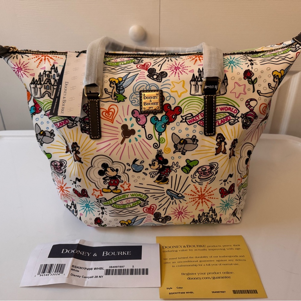 Brand New w/Tags Dooney & Bourke Disney Sketch Print Tote